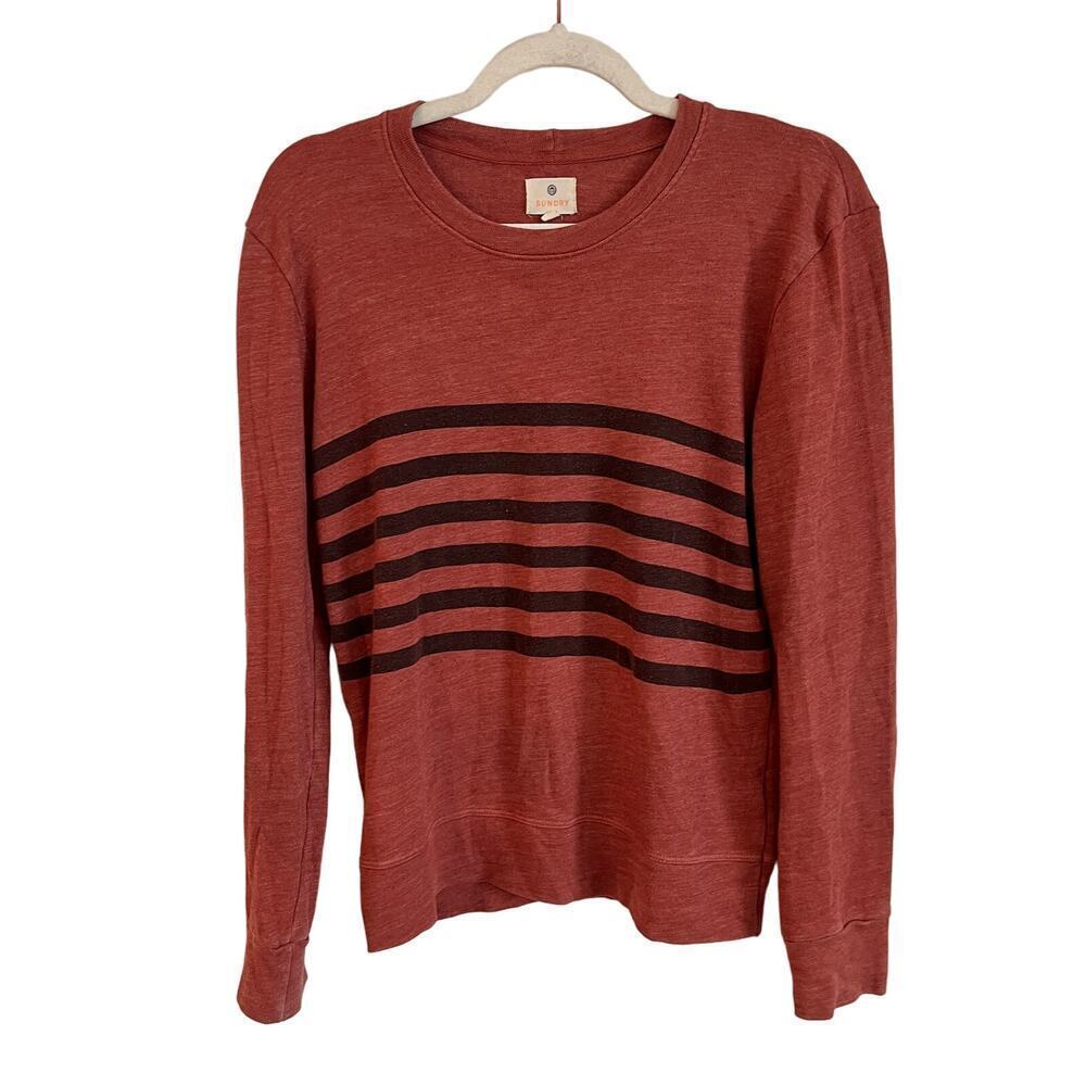 Sundry Red Striped Printed Long Sleeve Pullover Sweatshirt Size Small - Picture 1 of 7